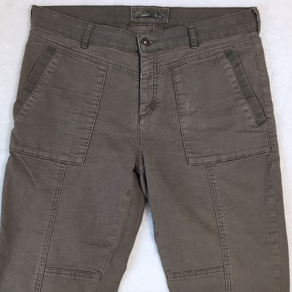 NEW PRANA Jeans 12 34x26" Tapered Leg Mid Rise Organic Cotton‎ Spandex Green